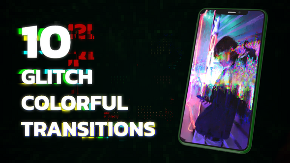 Glitch Colorful Transitions Elements template preview