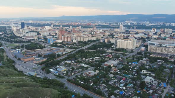 Krasnoyarsk City Aerial Panoramic View From Karaulnaya Mountain alt