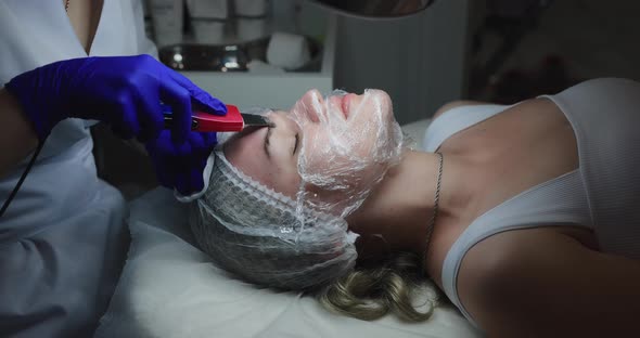 Ultrasonic Face Cleaning in a Beauty Clinic