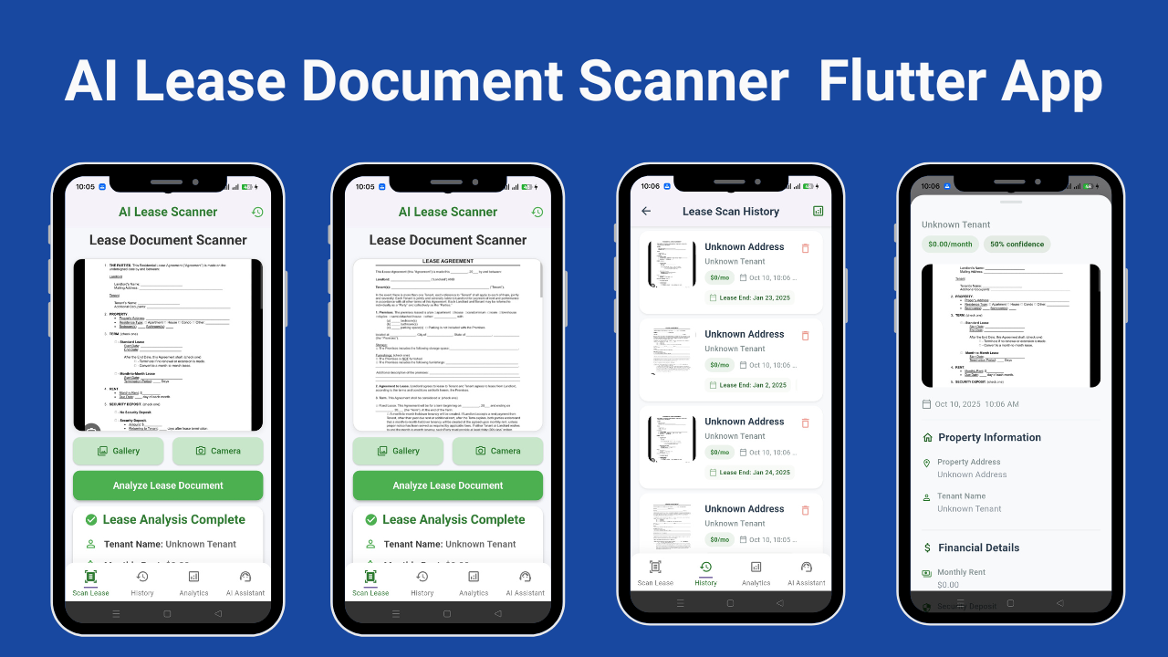 AI-Powered Rent Tracking Flutter App | Lease Document Scanner ...