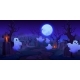 Cartoon Halloween Graveyard Cemetery with Ghosts 