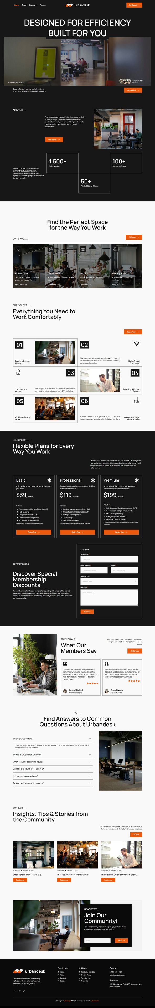 Urbandesk ? Workspace & Coworking Elementor Template Kit