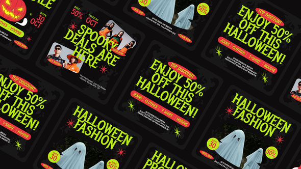 Halloween Social Media Promo Elements template preview
