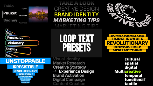 Looping List Text Animations Elements template preview