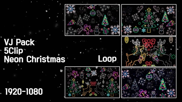 Neon Merry Christmas Loop 5 Clip