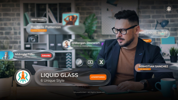 Liquid Glass Lower Third Elements template preview