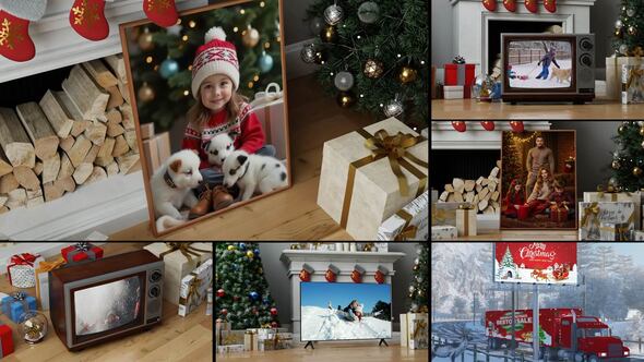 Business Mockup Presentation on New Year Christmas Video Displays template preview
