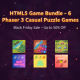 HTML5 Game Bundle – 6 Casual Puzzle Games (Match 3, Mahjong, Merge) 