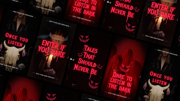 Creepy Stories Podcast Intro Elements template preview