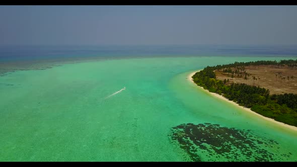 Aerial drone view tourism of paradise lagoon beach break by clear lagoon and white sand background o alt