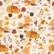 Seamless Pattern With Fox Autumn Leaves 