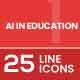 25 AI in Education Filled Line Icons 