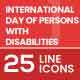 25 International Day of Persons with Disabilities Filled Line Icons 