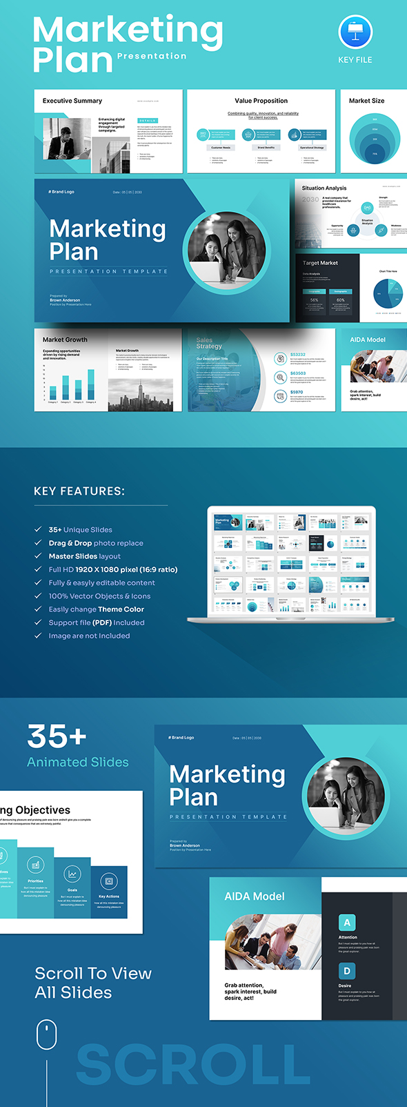 Aqua Color Marketing Plan Keynote Presentation