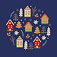 Christmas Greeting Card with Houses 