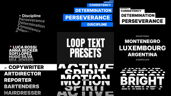 Loop Text Animation Titles template preview