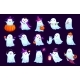 Cartoon Halloween Kawaii Ghost Vector Characters 