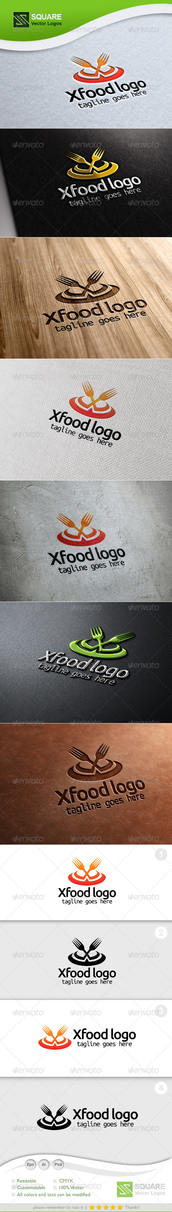 X, Fork Vector Logo Template - Food Logo Templates