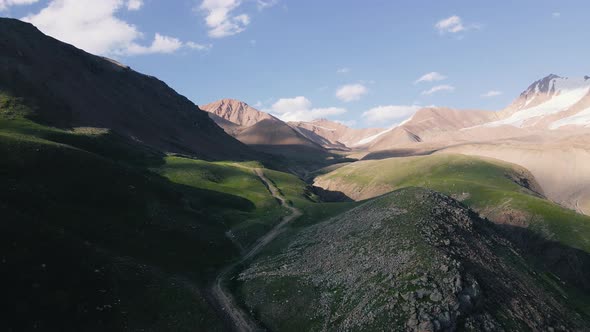 Aerial Landscape of Mountain Valley in Kazakhstan alt