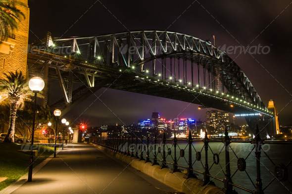 Sydney Harbour Bridge At Dusk - Stock Photo - Images