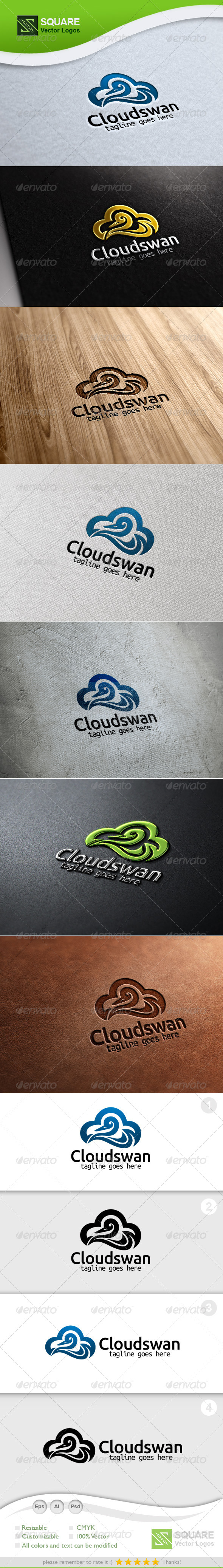 Cloud, Swan Vector Logo Template - Animals Logo Templates