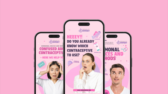 Contraceptive methods Vertical Promo Video Displays template preview