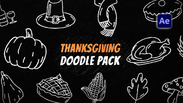 Thanksgiving Doodles Pack Elements template preview