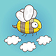 Cute and Funny Bee on a Background of Clouds 