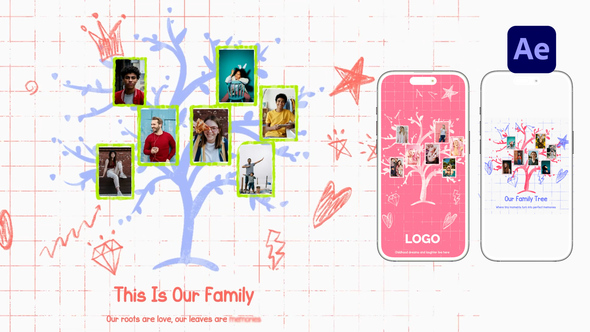 Friends & Family Tree Collage Reveal Openers template preview