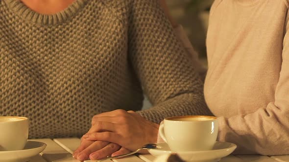 Friend Supporting Crying Woman, Giving Advices and Offering Help, Closeup alt