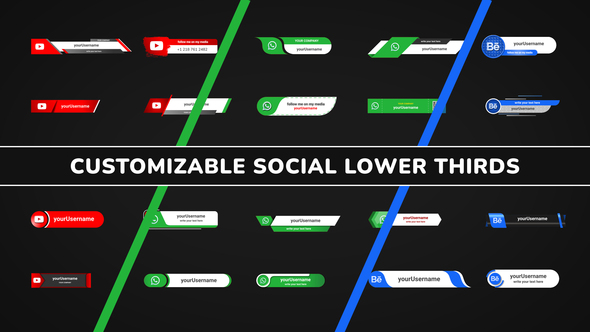 Customizable Social Lower Thirds Elements template preview