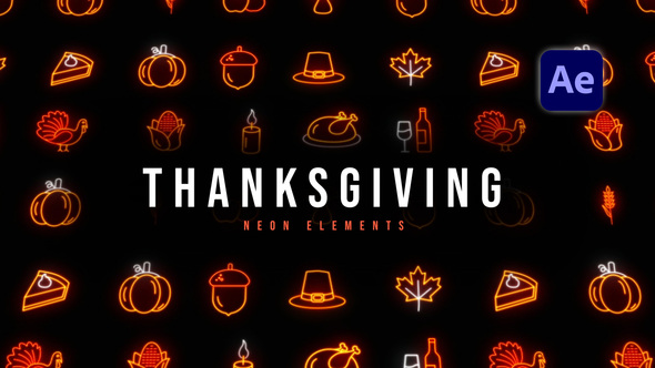 Thanksgiving Neon Elements Elements template preview