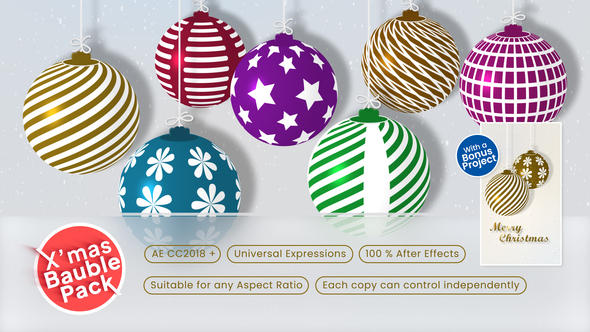 Christmas Bauble Template with Merry Christmas Vertical Animated Greeting Card Elements template preview