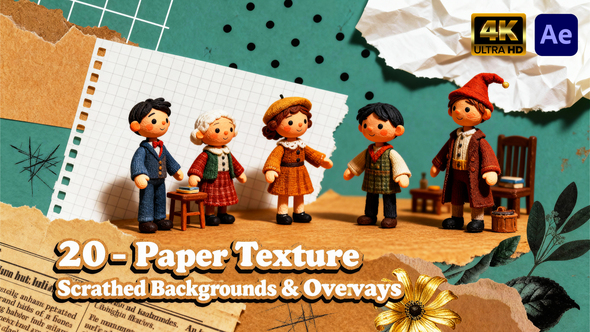 Paper Scratched Texture Overlays – Vintage Grunge Surface Pack Elements template preview