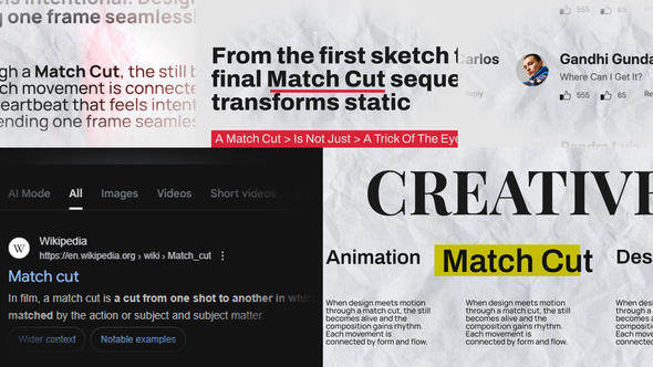 Match Cut After Effect Template Openers template preview