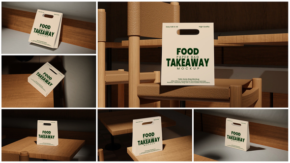 Take Away Paper Bag Mockup Product Promo template preview