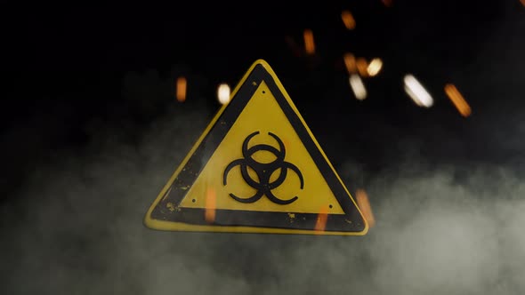 Biological Hazard Sign Over a Smoky Background