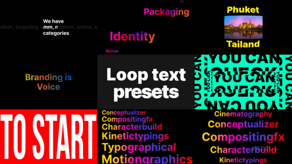 Looping Text List Animation Video Displays template preview