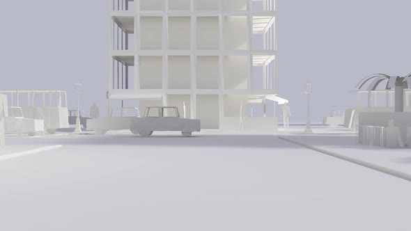 City Life Planning Outdoors with Business House and Auto Logistics