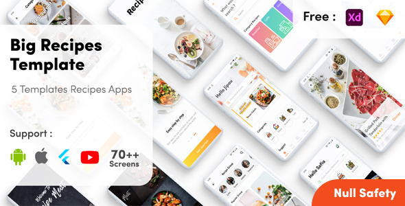 Recipe App Flutter 3.0 – Beautiful Cooking & Food Recipes UI Kit for Android and iOS