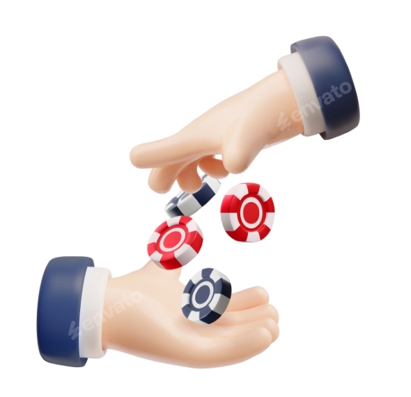 Realistic Game Chips Falling in Hand 3d Vector