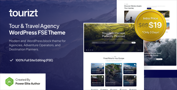 Tourizt – Tour & Travel Agency Gutenverse FSE WordPress Theme