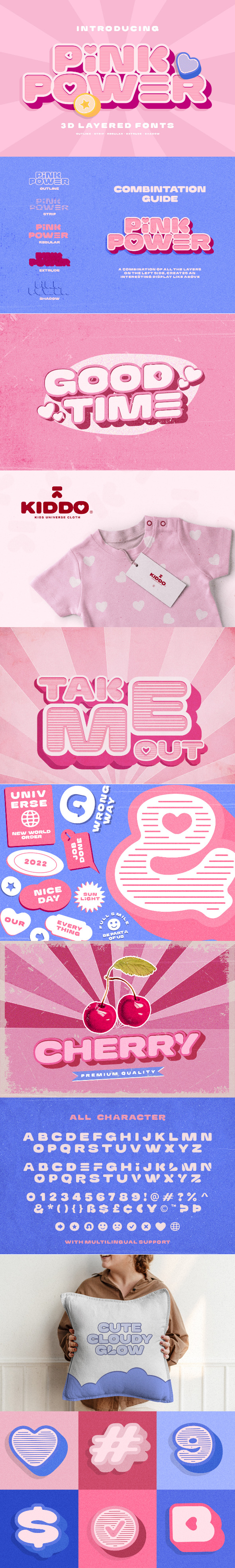 Pink Power - 3D Layered Font