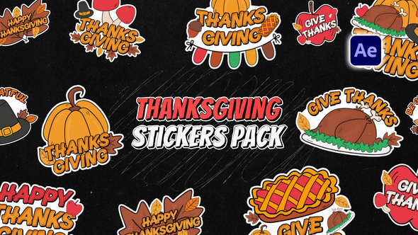 Thanksgiving Stickers Pack Titles template preview
