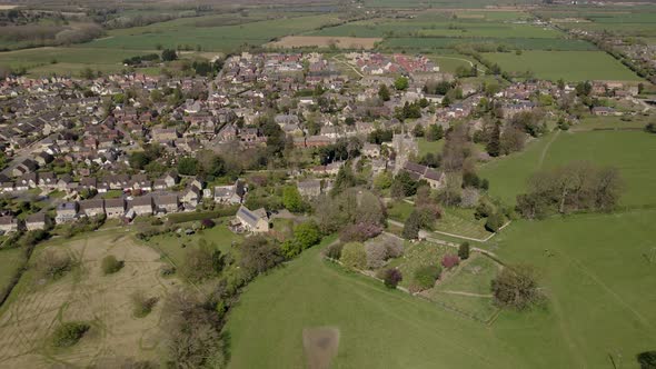 Mickleton Village Aerial View Gloucestershire Spring Landscape Colour Graded