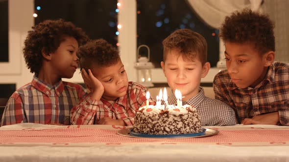 Group of Kids Beside Cake. alt