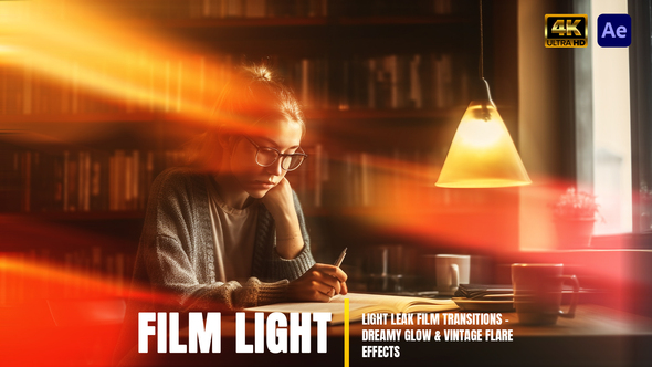 Cinematic Light Leaks Transitions – Warm Film Glow & Lens FX Elements template preview