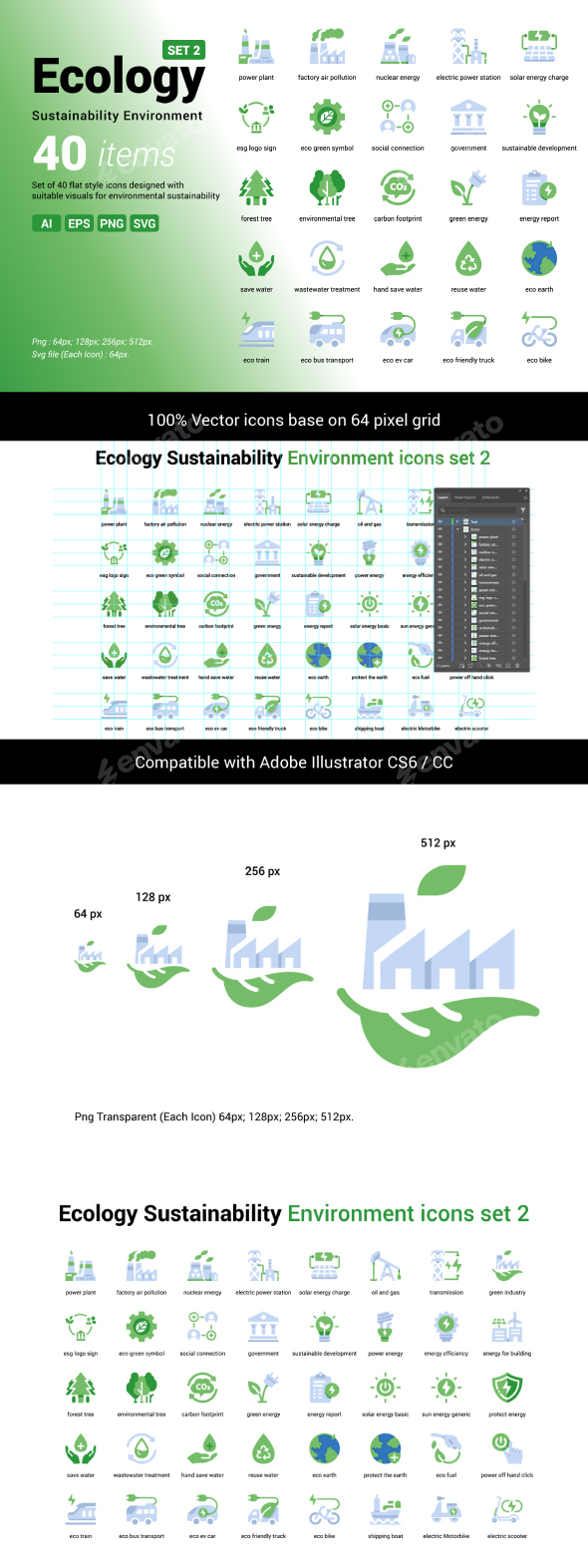 Ecology Sustainability Environment Icons Set 2