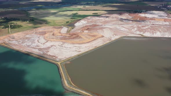 Mountains of Products for the Production of Potash Salt and Artificial reservoirs.Salt Mountains alt
