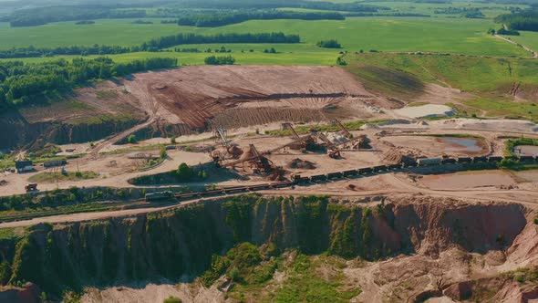 Aerial View Sand Quarry Industrial Extraction of Sand for Construction Industry alt